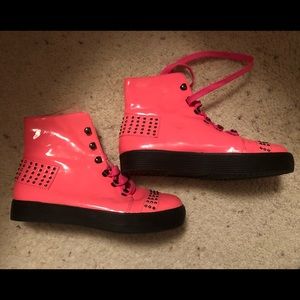 Neon Pink Combat Boots